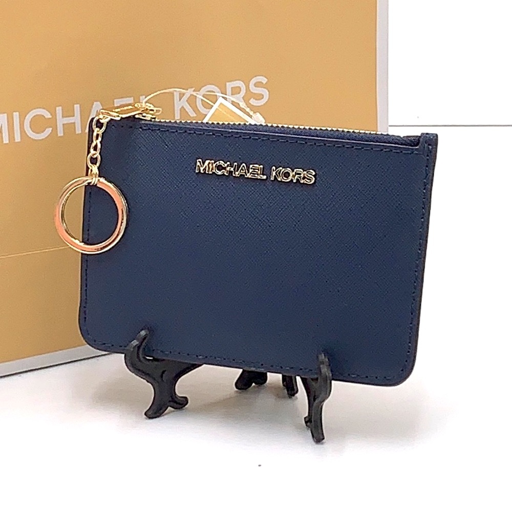 MICHAEL KORS SMALL TOP ZIP
COINPOUCH WITH ID CARD NAVY 
COLOR